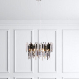 Pagazzi Lighting Pagazzi Onega 3-Light Chrome Smoked Glass Pendant Ceiling Light - thumbnail 1