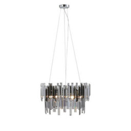 Pagazzi Lighting Pagazzi Onega 3-Light Chrome Smoked Glass Pendant Ceiling Light - thumbnail 2