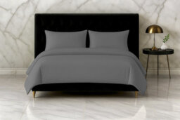 Microfibre Soft Touch Duvet Cover And Pillowcase/s Set Bed Linen Grey - thumbnail 1