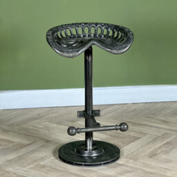 Elm Home And Garden Tractor Seat Breakfast Kitchen Pub Cafe Bar Stool Grey Cast Iron Adjustable 68Cm To 86Cm High