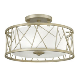 Elegant 3 Bulb Semi Flush Light With Opal Glass And Linen Finish - Led E27 75W