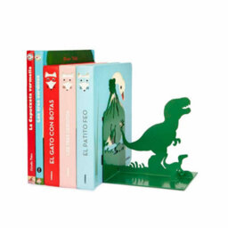 Balvi Bookend Decorative Jurassic T-Rex Dinosaur Metal Kids Childrens Book Ends For Shelves Green - thumbnail 2