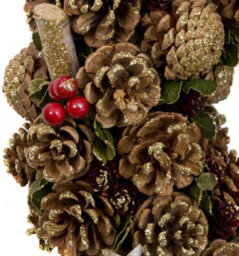 GreenBrokers Premium Quality Christmas Hanging Wreath 38Cm- Festive Pine Cone Display With Gold Frosting - thumbnail 7