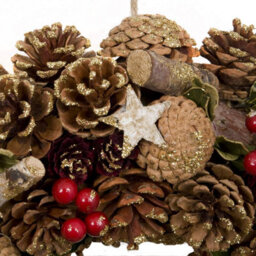 GreenBrokers Premium Quality Christmas Hanging Wreath 38Cm- Festive Pine Cone Display With Gold Frosting - thumbnail 6