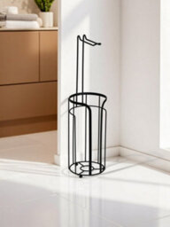 Showerdrape Dante Black Freestanding Floor Caddy And Toilet Roll Holder - thumbnail 4