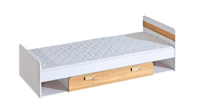 Arte Lorento L13 Multifunctional Bed With Storage Drawer, White Matt & Oak Nash, H615mm W1985mm D840mm - image 1