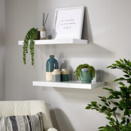 Home Source Cloud Pair Of 60Cm Gloss Floating Wall Shelves White - thumbnail 3
