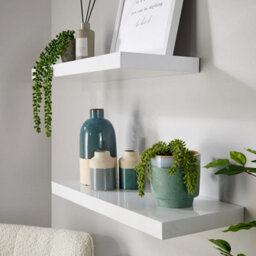 Home Source Cloud Pair Of 60Cm Gloss Floating Wall Shelves White - thumbnail 2