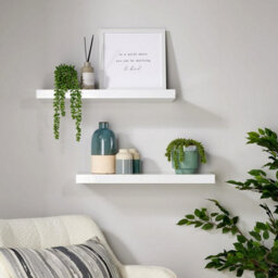 Home Source Cloud Pair Of 60Cm Gloss Floating Wall Shelves White - thumbnail 1