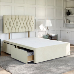 Divan Base Direct Lino Stone Platform Top Divan Bed No Storage Base 5Ft King Size + Matera Floor Standing Headboard - thumbnail 2