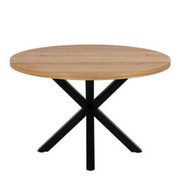 Wyld Haus Perth 120Cm Round Oak Veneer Dining Table With Matt Black Metal Legs - thumbnail 3