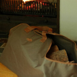 Green Canvas Log Carrier With Handles - thumbnail 3