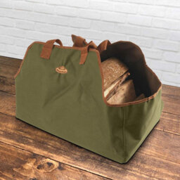 Green Canvas Log Carrier With Handles - thumbnail 1