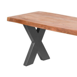 Wyld Haus Vouvant Live Edge Acacia Bench With Black Metal X-Frame - thumbnail 5