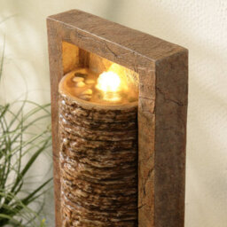 Teamson Home Garden Outdoor Water Feature, Tall Waterfall Water Fountain, With Warm Led Lights, Layered Rock Design, Brown - thumbnail 6