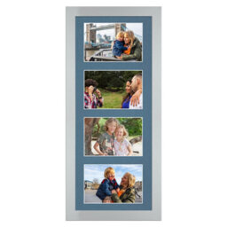 AK Frames 50X20Cm Silver Modern Multi Photo Frame With Pompadour Mount - Holds 4 Apertures (4X) 6X4 Photos - thumbnail 1