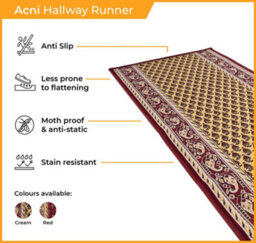 Acni Hallway Runner Rug - Hardwearing, Non-Slip & Durable Carpet For Hall, Kitchen & Corridor - thumbnail 3