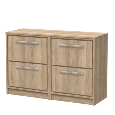 Hudson Reed Lille Floor Standing Four Drawer Contemporary Vanity Unit With Worktop In Bleached Oak, 1205 X 460mm - image 1