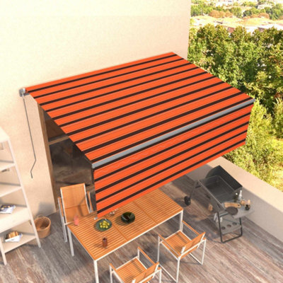 Berkfield Manual Retractable Awning With Blind 4X3M Orange&brown - image 1