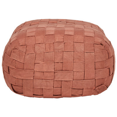 Wyld And Coco Ecogarden Boho Outdoor Pouffe 50 X 50 Cm Light Red, Handwoven Recycled Pet - image 1