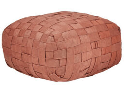 Wyld And Coco Ecogarden Boho Outdoor Pouffe 50 X 50 Cm Light Red, Handwoven Recycled Pet - thumbnail 3