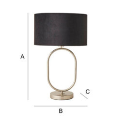 Valuelights Antonia Black Velvet Drum Lamp Shade Brushed Chrome Oval Table Lamp - thumbnail 8