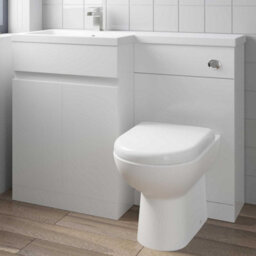 Affine 1100mm Bathroom Vanity Unit Basin Sink Toilet Combined Furniture Left Hand White - thumbnail 2