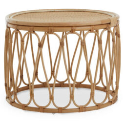 Orsina Sustainable Natural Rattan Table, Decorative Frame Garden Furniture, Elegant Open Weave Garden Table