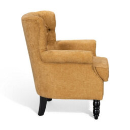 Tufted Mustard Gold Accent Chair Liana With Black Wooden Legs - Small Living Room Fabric Armchair - thumbnail 4