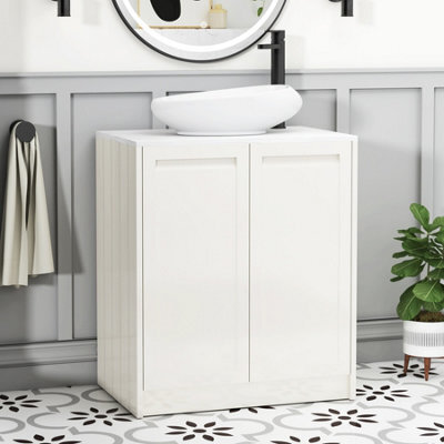 Royal Bathrooms Royal Bathroom Elmore 700mm Classic White Freestanding Countertop Bathroom Vanity Unit 2 Door With Nova Basin - image 1