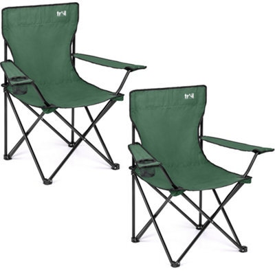 Trail Outdoor Leisure Folding Camping Chair With Cup Holder Green 2 Pack - image 1