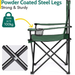 Trail Outdoor Leisure Folding Camping Chair With Cup Holder Green 2 Pack - thumbnail 3