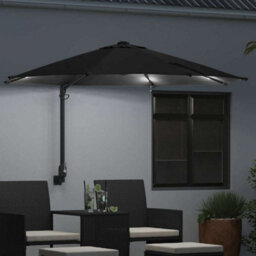 Berkfield Modern Garden Parasol Black, Black 248 X 248 X 148 Cm Polyester, Steel - thumbnail 3