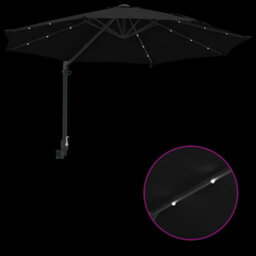 Berkfield Modern Garden Parasol Black, Black 248 X 248 X 148 Cm Polyester, Steel - thumbnail 9
