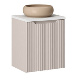 Heze Furniture Noca Bathroom Cabinet With Doors 50Cm With Worktop And Countertop Basin In Cashmere - thumbnail 2