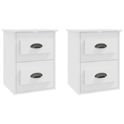 Berkfield Wall-Mounted Bedside Cabinets 2 Pcs White 41.5X36X53Cm - thumbnail 2