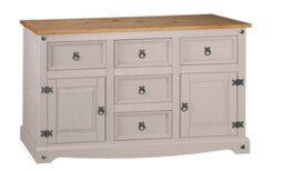 Mews Corona Grey Sideboard 2 Door 5 Drawer Large Mexican Solid Pine - thumbnail 4