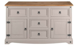 Mews Corona Grey Sideboard 2 Door 5 Drawer Large Mexican Solid Pine - thumbnail 5