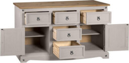 Mews Corona Grey Sideboard 2 Door 5 Drawer Large Mexican Solid Pine - thumbnail 6