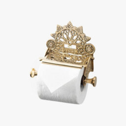Wall Mounted Toilet Roll Holder - Flap Design Brass Toilet Paper Holder For Bathrooms - Gold - thumbnail 5