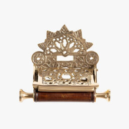 Wall Mounted Toilet Roll Holder - Flap Design Brass Toilet Paper Holder For Bathrooms - Gold - thumbnail 2
