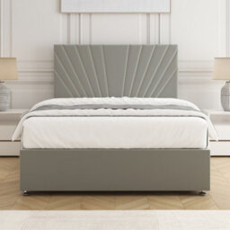 Bsspoke Maria Divan Bed Silver Plush Velvet With 24Inch Headboard & No Mattress No Drawers In Single Double King 4Ft 6Ft - thumbnail 2