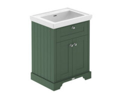 Hudson Reed Floor Standing 2 Door Traditional Vanity Unit With Fireclay Basin, Hunter Green, 630 X 471 mm