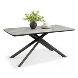 Spinningfield Dining Table, 6 Seater Kitchen Table For Dining Room, Marble Effect & Black Cross Legs, W160 X D90Cm, Atherton - thumbnail 1