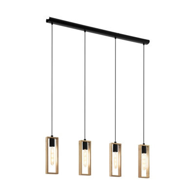 Stylish Black And Wood Hanging Pendant Light For Kitchen Island - image 1