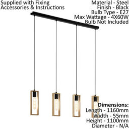 Stylish Black And Wood Hanging Pendant Light For Kitchen Island - thumbnail 2