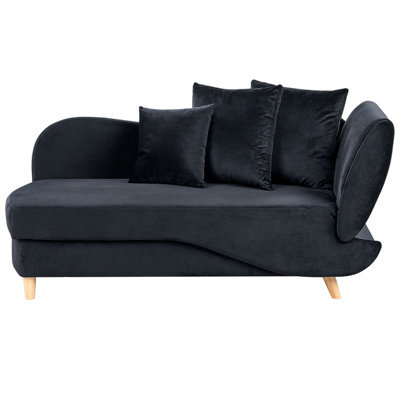 Beliani Right-Hand Chaise Longue Meri With Storage Velvet Black - image 1