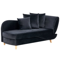 Beliani Right-Hand Chaise Longue Meri With Storage Velvet Black - thumbnail 5