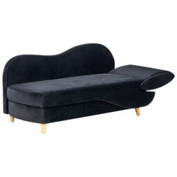Beliani Right-Hand Chaise Longue Meri With Storage Velvet Black - thumbnail 6