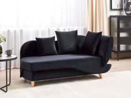 Beliani Right-Hand Chaise Longue Meri With Storage Velvet Black - thumbnail 2